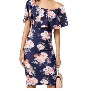 Crave Fame Asymmetrical Blue and Pink Flutter Sleeve Dress size large.